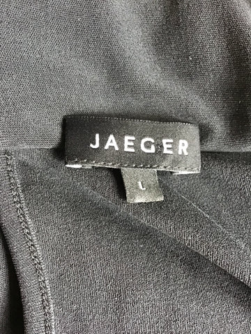 JAEGER BLACK SILK CAP SLEEVE SHIFT DRESS SIZE L