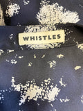 WHISTLES BLACK & IVORY PRINT V NECK SILK BLOUSE SIZE 12