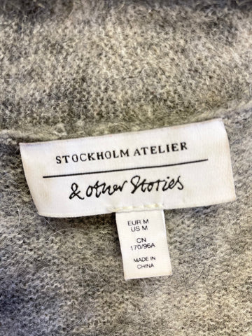 & OTHER STORIES GREY MOHAIR BLEND LONG CARDIGAN SIZE M