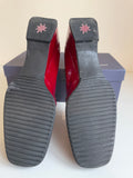 ITALIAN PAOLA CIPRIANI DARK RED PATENT LEATHER SLIP ON HEELED LOAFERS SIZE 4/37