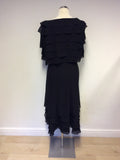 JACQUES VERT BLACK TIERED LAYERED SPECIAL OCCASION DRESS & BOLERO JACKET SIZE 16