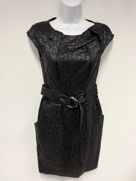 KAREN MILLEN BLACK SHIMMER CAP SLEEVE SPECIAL OCCASION DRESS SIZE 6