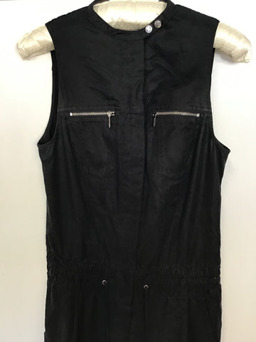 KAREN MILLEN BLACK SLEEVELESS ZIP TRIM JUMPSUIT SIZE 10