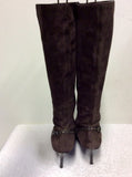 OPPUS DARK BROWN SUEDE & LEATHER HEELED BOOTS SIZE 7/40