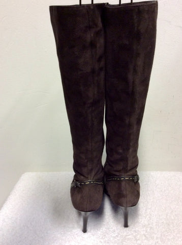 OPPUS DARK BROWN SUEDE & LEATHER HEELED BOOTS SIZE 7/40