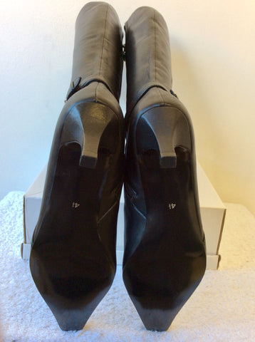 BRAND NEW BURDALE BLACK LEATHER KNEE LENGTH BOOTS SIZE 4.5/37.5