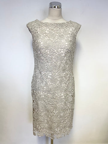 BRAND NEW RALPH LAUREN SILVER METALLIC LACE SPECIAL OCCASION COCKTAIL DRESS SIZE 10