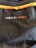 MARCCAIN SPORTS BLACK & MULTI COLOURED PRINT CAP SLEEVE T SHIRT SIZE N4 UK 14
