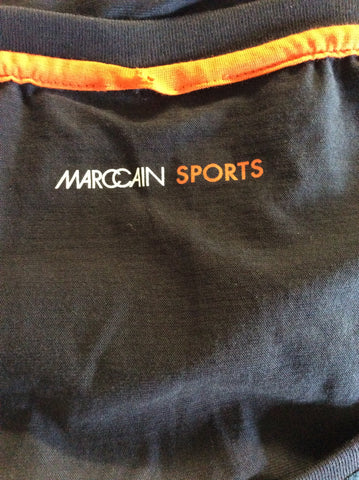 MARCCAIN SPORTS BLACK & MULTI COLOURED PRINT CAP SLEEVE T SHIRT SIZE N4 UK 14