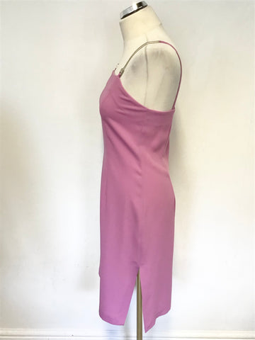 MANIGANCE PARIS PINK STRAPPY PENCIL DRESS & JACKET SPECIAL OCCASION SUIT SIZE 40 UK 12