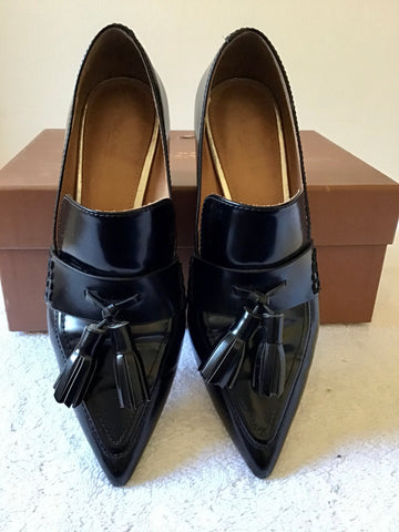 COACH BLACK LEATHER BETTY LOAFER WITH SILVER HEELS SIZE US 5 UK 2.5