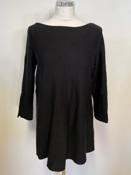 COS BLACK BOAT NECK 3/4 SLEEVE A LINE JUMPER SIZE M