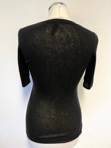 MARCCAIN WOOL & CASHMERE BLEND BLACK SHORT SLEEVED JUMPER SIZE 1 UK 8