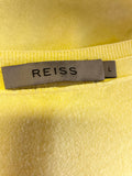REISS LEMON COTTON & CASHMERE BLEND V NECK LONG SLEEVE JUMPER SIZE L