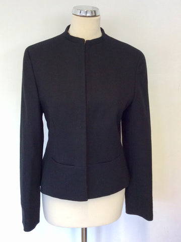 MULBERRY BLACK WOOL COLLARLESS JACKET SIZE 12