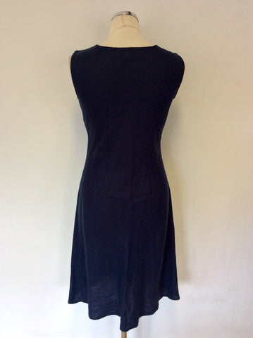HOBBS DARK BLUE SLEEVELESS LINEN DRESS SIZE 8
