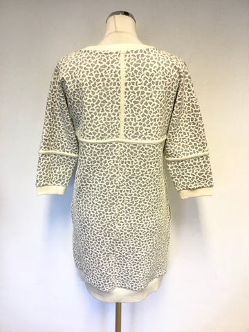 REISS JADEN GREY & CREAM PRINT SWEATSHIRT DRESS SIZE 10