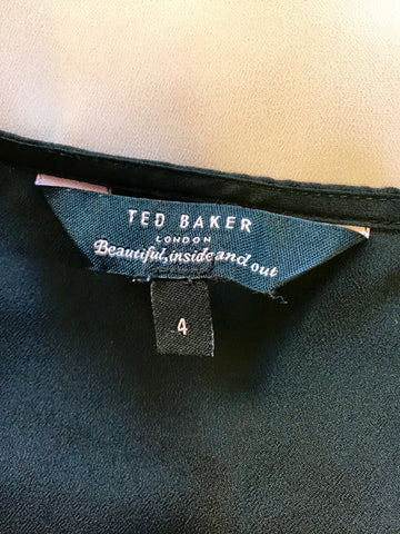 TED BAKER BLACK & PINK SHIFT DRESS SIZE 4 UK 14