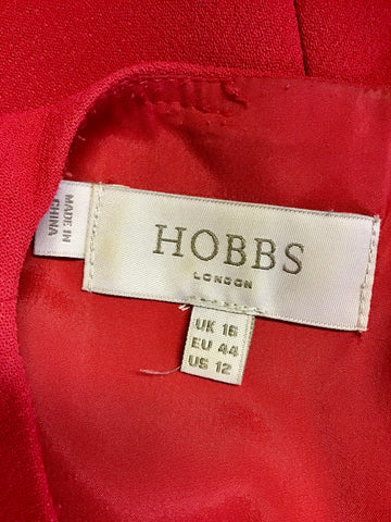HOBBS RED SLEEVELESS PENCIL DRESS SIZE 16