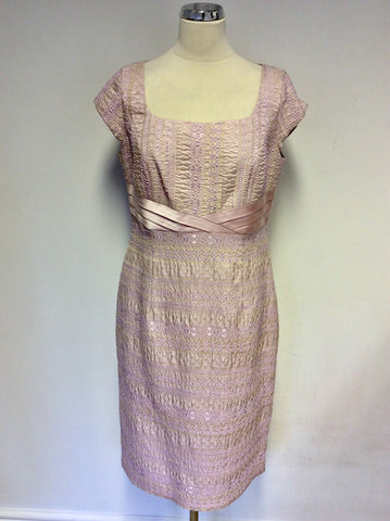 BRAND NEW DRESS CODE BY VEROMIA NOUGAT PINK EMBROIDERED DRESS & JACKET SUIT SIZE 20