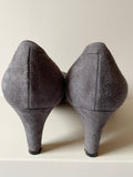 VOLTAN GREY SUEDE BOW TRIM LEATHER SOLE HEELS SIZE 4.5/37.5