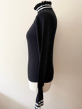 & OTHER STORIES BLACK & WHITE TRIM POLO NECK JUMPER SIZE XS