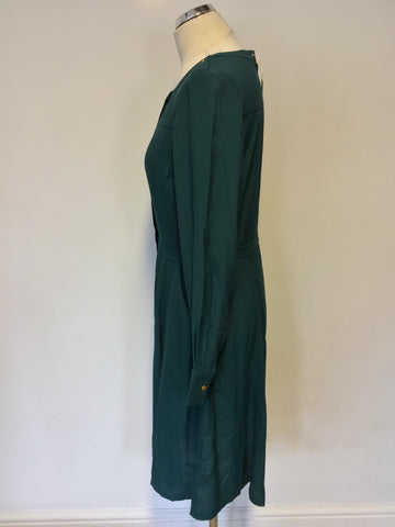 BRAND NEW BODEN GREEN BUTTON FRONT LONG SLEEVE DRESS SIZE 12R