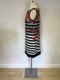 JAMES LAKELAND BLACK,RED & WHITE FLORAL PRINT DRESS SIZE 16