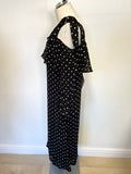 BRAND NEW GANNI BLACK & WHITE SPOT MONETTE GEORGETTE COLD SHOULDER MIDI DRESS SIZE 36 UK 10
