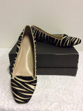 CARVELA BLACK & IVORY ZEBRA PRINT PONYSKIN FLATS SIZE 5/38