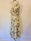 WHISTLES CREAM FLORAL PRINT SILK SPECIAL OCCASION DRESS SIZE 8
