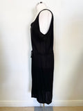 COS BLACK SLEEVELESS FINE KNIT DRAWSTRING TIE WAIST SHIFT DRESS SIZE M