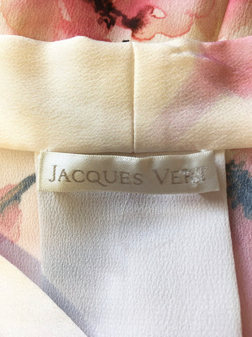 JACQUES VERT IVORY & PINK FLORAL PRINT 3/4 SLEEVE BLOUSE SIZE 18