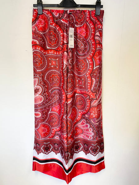 BRAND NEW RALPH LAUREN ZIAKASH RED PRINT WIDE LEG TROUSERS SIZE S