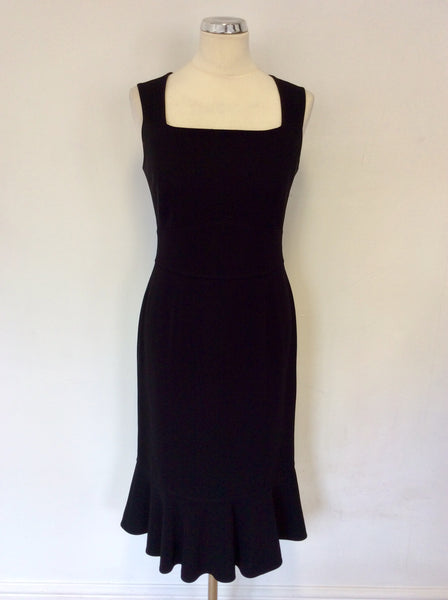 HOBBS BLACK FLUTED HEM PENCIL DRESS SIZE 10