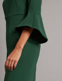 BRAND NEW MARKS & SPENCER GREEN FLARE SLEEVE PENCIL DRESS SIZE 12