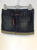 BRAND NEW KAREN MILLEN DARK BLUE DENIM MICRO MINI SKIRT SIZE 12