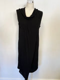 JOSEPH BLACK DRAPED FRONT WITH SCARF SLEEVELESS SHIFT DRESS SIZE 42 UK 12