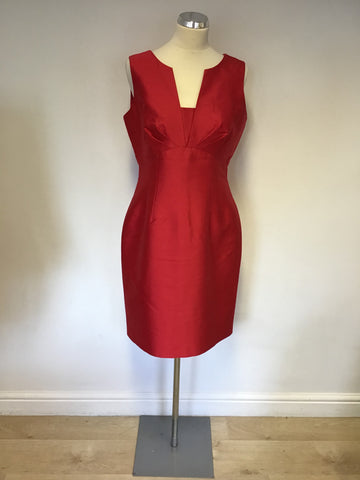 HOBBS INVITATION RED WOOL & SILK SPECIAL OCCASION DRESS SIZE 12