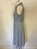 HOBBS LIGHT BLUE & NAVY SPOT SLEEVELESS DRESS SIZE 10