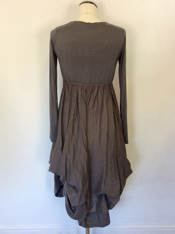 BRAND NEW PHASE EIGHT KHAKI STRETCH JERSEY & SILK PARACHUTE HEM DRESS SIZE 10/12