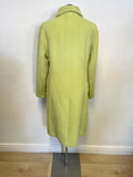 WHISTLES LIME GREEN WOOL KNEE LENGTH COAT SIZE 10