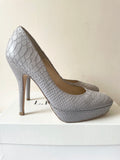 LK BENNETT ANDIE BIRCH (LIGHT GREY SNAKESKIN LEATHER PLATFORM SOLE HIGH HEELS SIZE 7.5/41