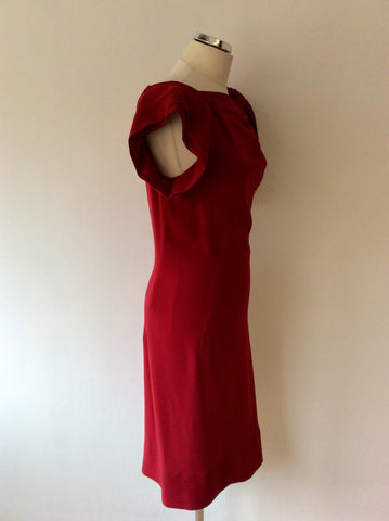 PRADA DEEP RED OCCASION DRESS WITH TIE FEATURE SIZE 46 UK 14
