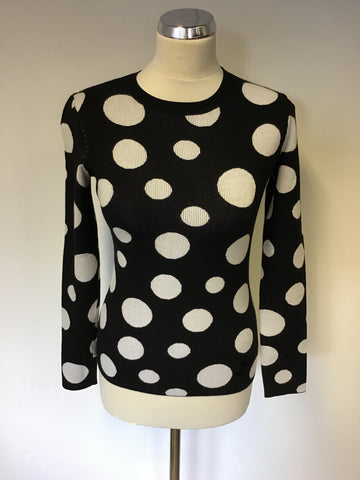 ARMANI JEANS BLACK & WHITE SPOT CREW NECK LONG SLEEVE JUMPER SIZE 10