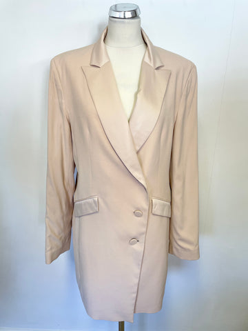 BRAND NEW KAREN MILLEN BLUSH TUXEDO LONG BLAZER JACKET SIZE 16