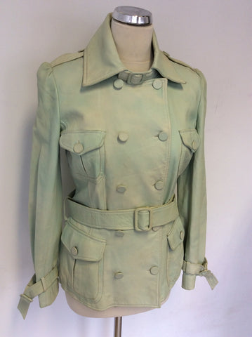 MULBERRY LIGHT GREEN COLOUR WASH LEATHER JACKET SIZE 10