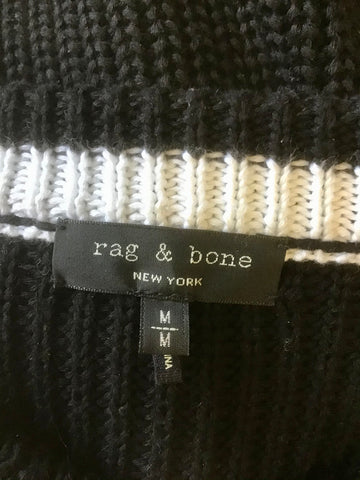 DESIGNER RAG & BONE BLACK ‘GREER ARMY’ COTTON BLEND JUMPER SIZE M