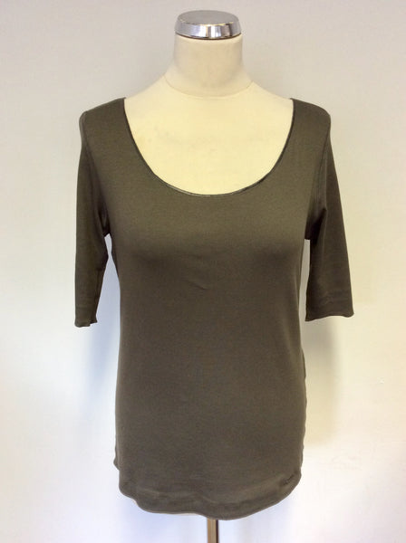 MARCCAIN SPORTS DARK BROWN SCOOP NECK SHORT SLEEVE TOP SIZE N5 UK 14/16