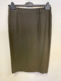 HOBBS OLIVE GREEN BUTTON DETAIL FRONT PENCIL SKIRT SIZE 12